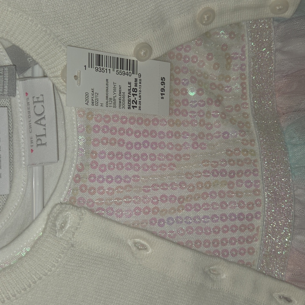 The Childrens Place Dress. Size 12-18 Months, With Matching Cardigan. - Picture 3 of 4